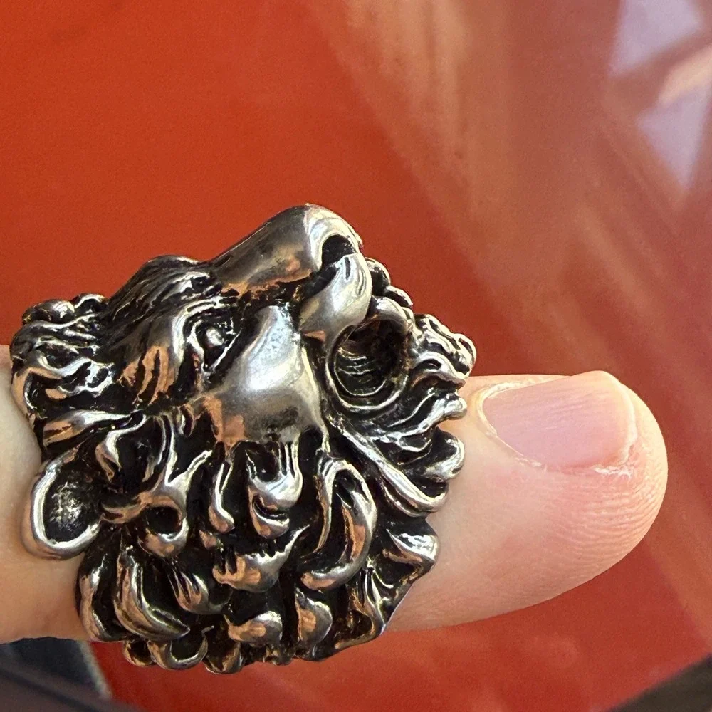 Gucci Silver-tone Brass Lion Head Ring‎ - IT Size 13 = 6.5 US (53mm)